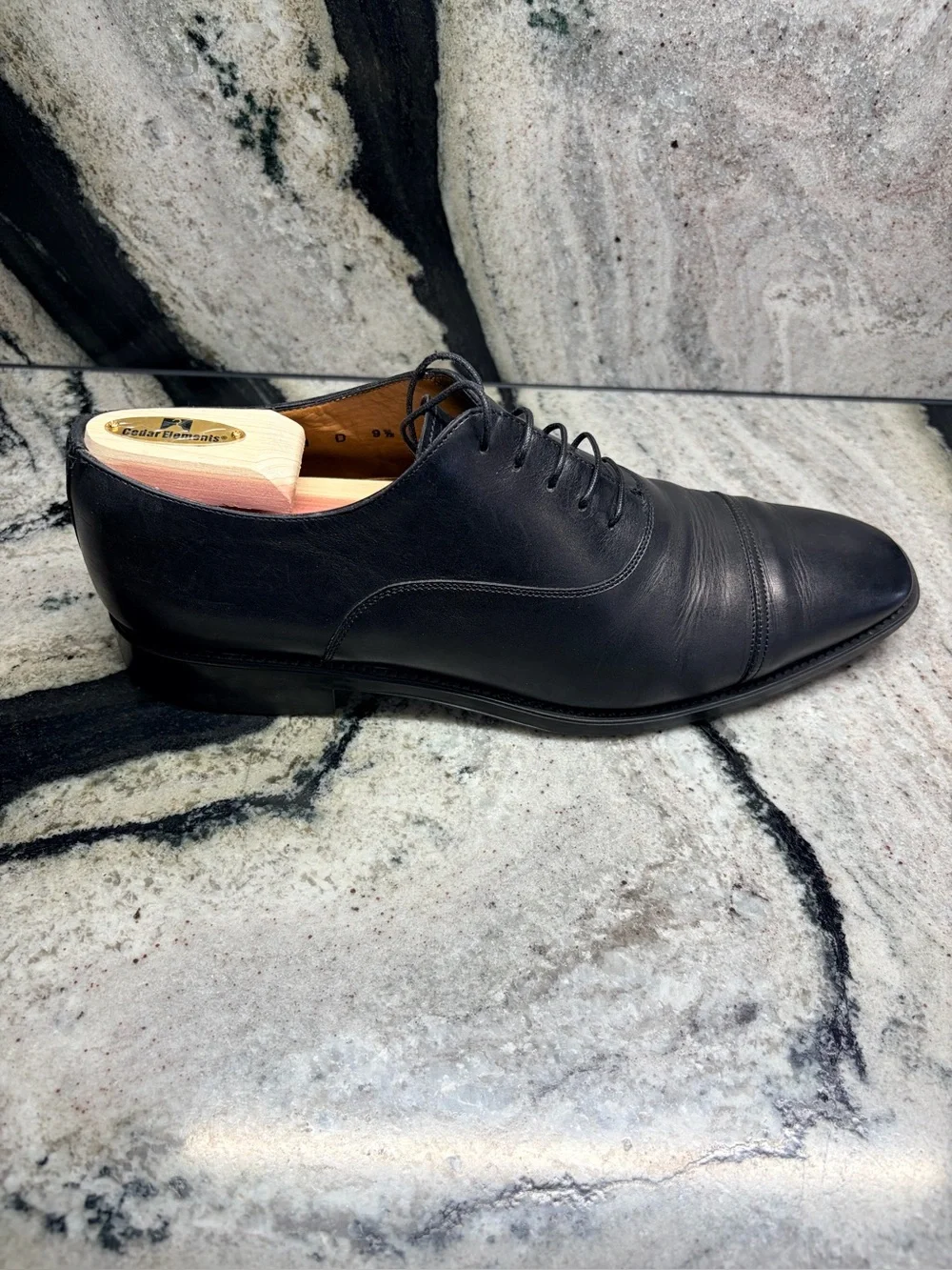 Santoni Black Cap Toe Oxford Dress Shoes Men’s UK 9.5 D US 10.5 Made in Italy